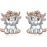 Highland Cow Earrings Stud 925 Sterling Silver Hypoallergenic Jewelry Gifts for Women