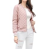Allegra K Women's Quilted Zip Up Raglan Long Sleeve Bomber Jacket