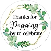 50 PCS Thanks for Popping by to Celebrate Favor Stickers - Thank You Sticker Labels for Weddings, Baby Showers, and Birthday Party Supplies.