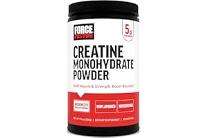 Force Factor Creatine Monohydrate Powder, 5g Micronized Dose to Support Muscle Growth, Strength, Recovery, Cognitive Health & Memory, Unflavored, 100 Servings