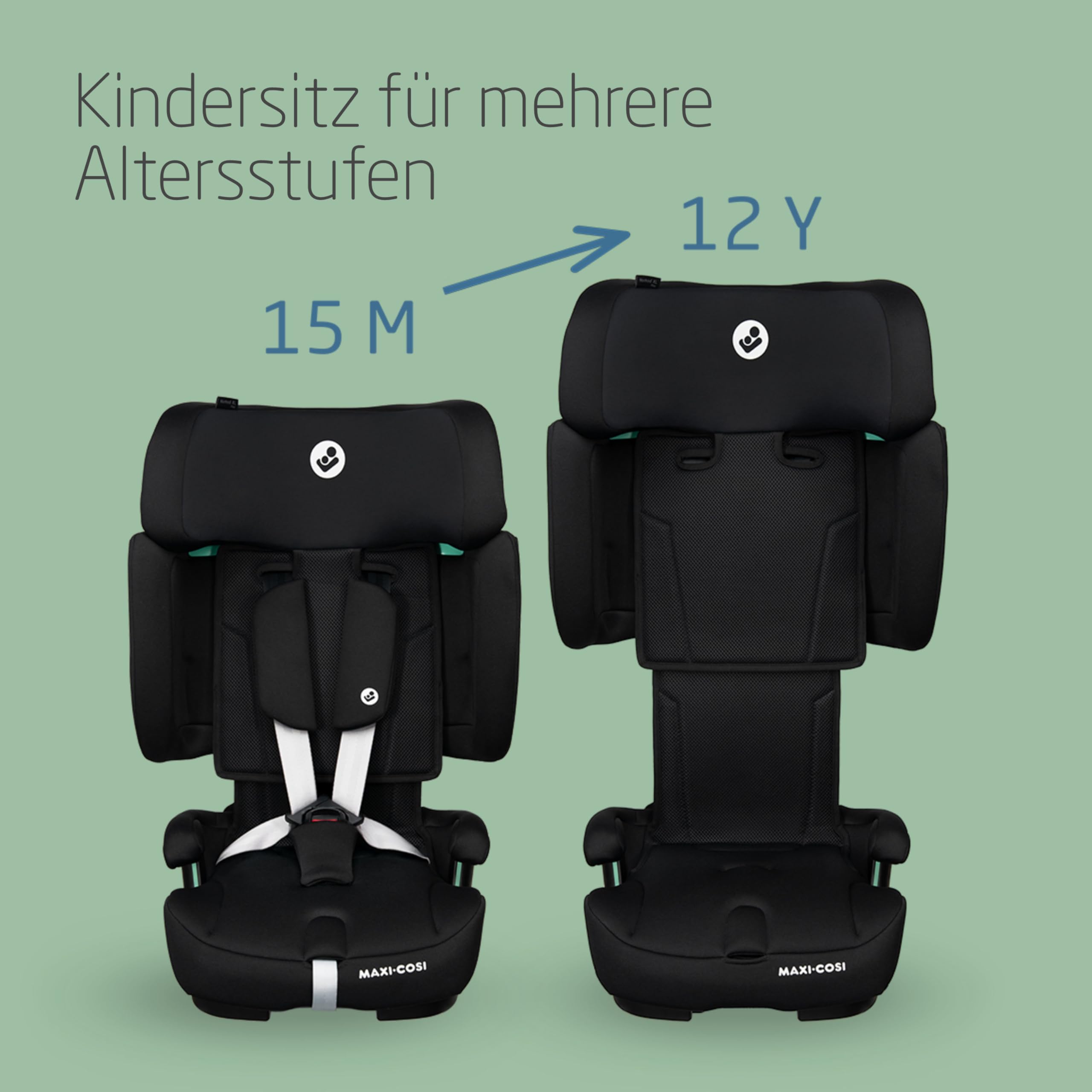 Maxi-Cosi Nomad XL Plus, Mitwachsender Kindersitz 9-36kg, 15 Monate - 12 Jahre, 76-150cm, Klappbarer Kinderautositz, Ultrakompakt & Leicht, G-CELL Seitenaufprallschutz, Reisetasche, Authentic Black 5
