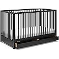 Graco Teddi 5-in-1 Convertible Crib with Drawer (Black) – GREENGUARD Gold Certified, Crib with Drawer Combo, Full-Size Nursery Storage Drawer, Converts to Toddler Bed, Daybed and Full-Size Bed