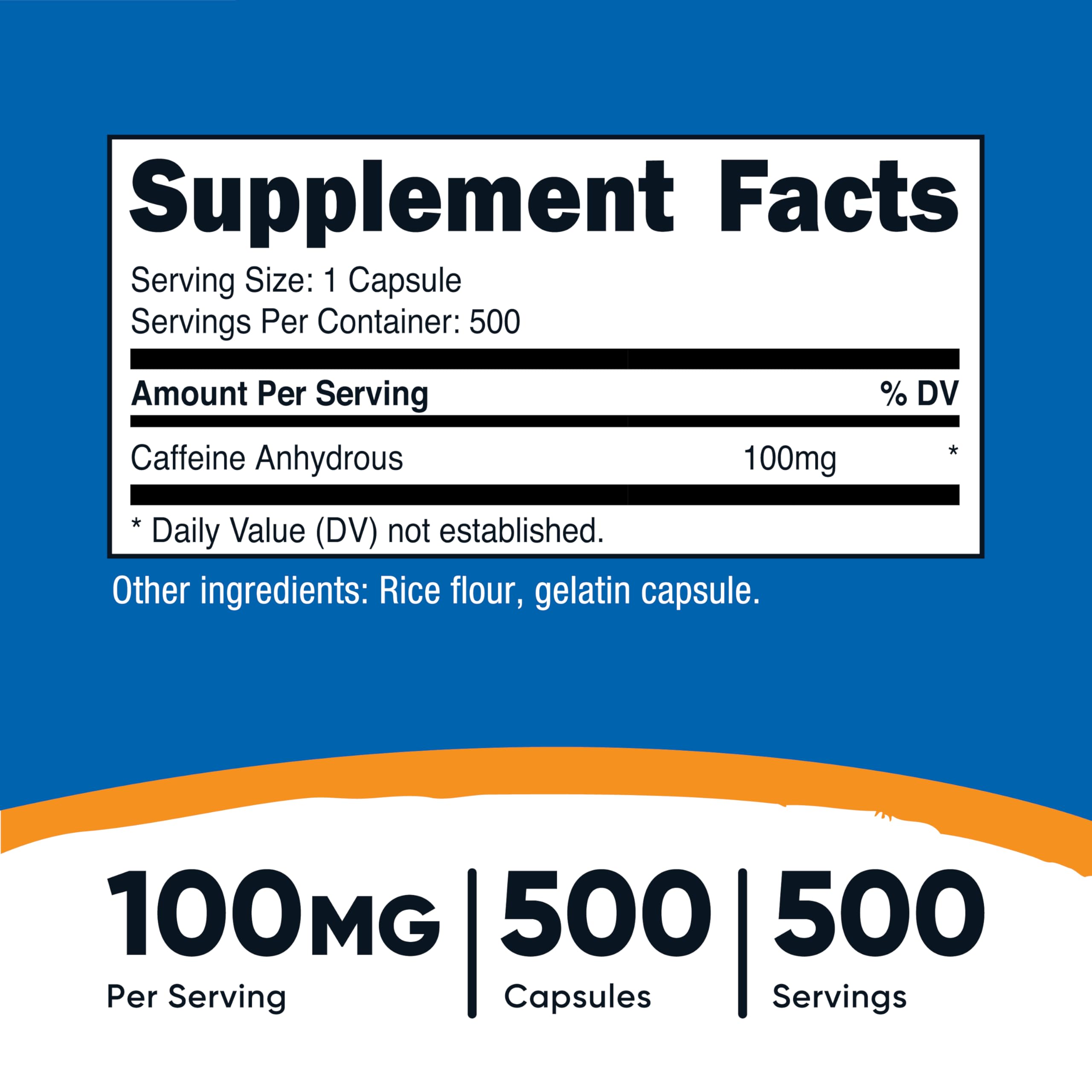 Nutricost Caffeine Pills 100mg, 500 Capsules