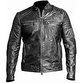 DECIMAL Men's Black & BROWN Genuine Lambskin Leather Biker Jacket VINTAGE REAL MOTORCYCLE JACKETS FOR MEN