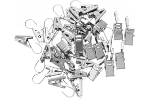 DOITOOL 30pcs Stainless Steel Curtain Clamps Hooks for Shower Curtains and Drapery, Thickened Clips Suitable