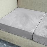 Teynewer Sofa Seat Cushion Cover Velvet Stretch Non-Slip 2 Seater Light Grey view 4