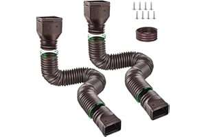 NHBKO Gutter Downspout Extensions with Connector, 2 Pack Flexible Rain Gutter Downspout Extenders with New Upgrade Size 60"+ 70", Drainage Pipe Connector for Outdoor Gutter Splash Block - Brown