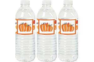 Big Dot of Happiness Fall Pumpkin - Halloween or Thanksgiving Party Water Bottle Sticker Labels - Set of 20