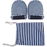 Foldable Travel Slippers - Soft Cotton Anti-slip, SPA/House/Guest Slippers for Family,Hotel,Portable,Not Disposable,Men & Women (Blue stripes)