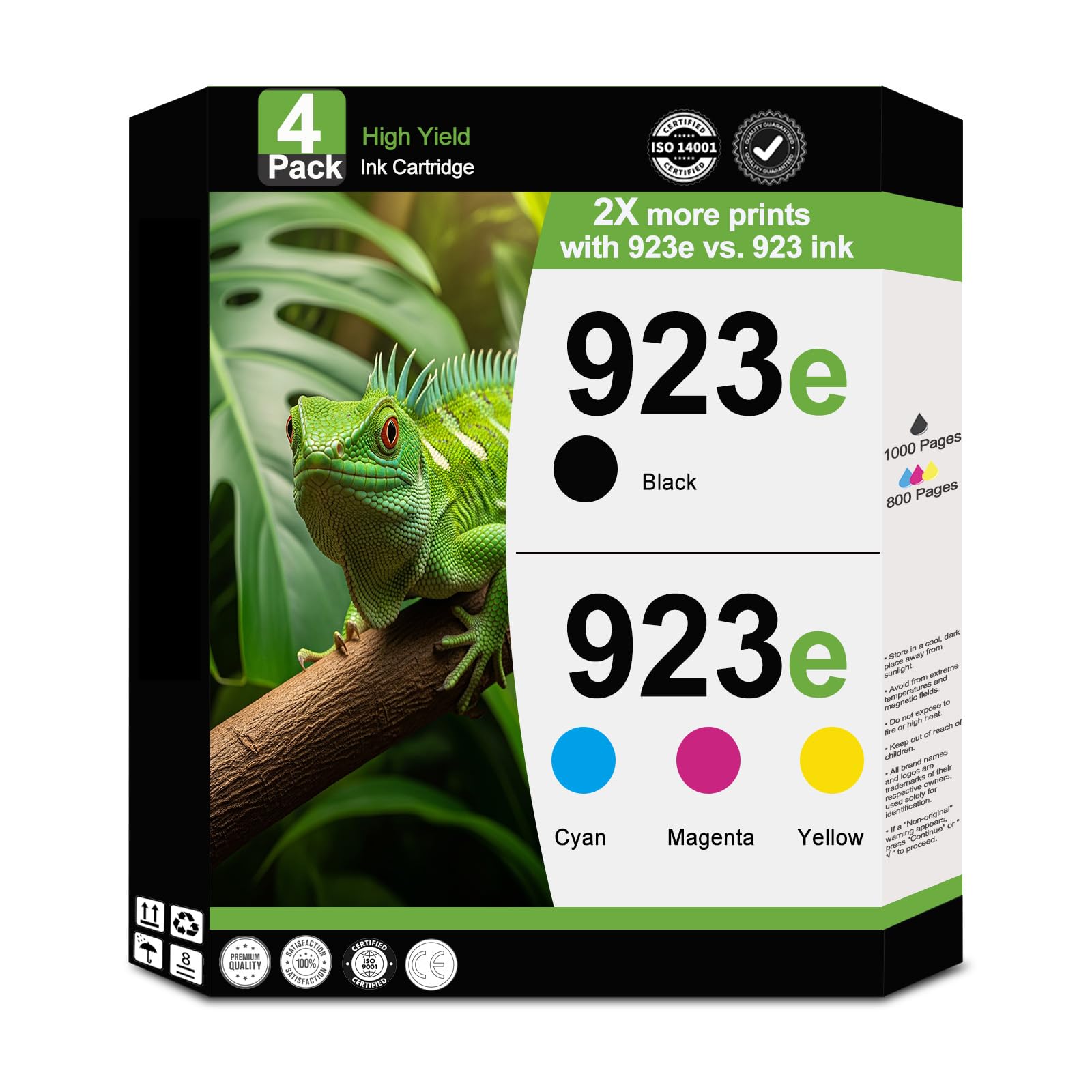 Photo 1 of 923e 923XL Ink Cartridges for HP Printers, High Yield Replacement for HP 923 XL Combo Pack for OfficeJet Pro 8120e 8122e 8124e Pro 8135e 8138e 8139e 8130e 8132e Printers - Cyan Magenta Yellow Black