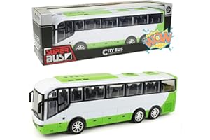 AUTERCO 12.5" School Bus Toy for Toddlers, 1/16 Scale Die Cast Plastic Inertia City Bus Toy, Baby Bus Cars Model Toy Vehicles for Kid, Great Play Bus Game for Boys Girls Children Ages 3+