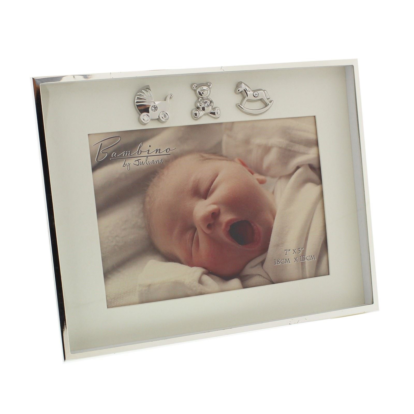 Juliana CG1097 Unisex Bambino Landscape 3 Icon Boarder Photo Frame 5x7 - Silver