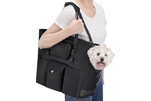 SlowTon Dog Purse Carrier - Portable Dog Carrier Tote Bag with Pockets & Safety Leash, Breathable Pet Handbag for Small to Me
