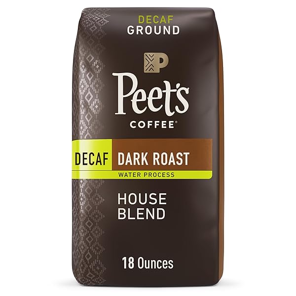 PEET’S COFFEE, DARK ROAST GROUND COFFEE – DECAF HOUSE BLEND 18 OUNCE BAG