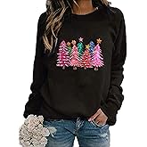 TOTWOW Christmas Sweatshirt for Women Cute Christmas Graphic Tops Holiday Crewneck Long Sleeve Pullover Tops