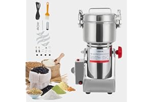 Electric Grain Mill, High-Speed Commercial Grinder for Wheat, Corn, Rice - 1000g Capacity, 3600W Stainless Steel, 30000 RPM