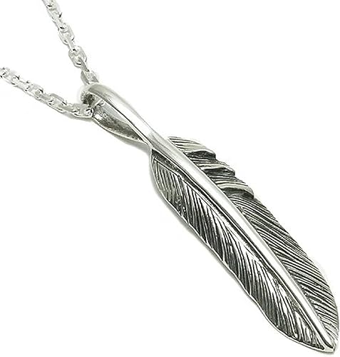 Amazon 新宿銀の蔵 フェザー 細 シルバーネックレス 左向きタイプ チェーンなし メンズネックレス ペンダント 羽根 翼 ネックレス 通販