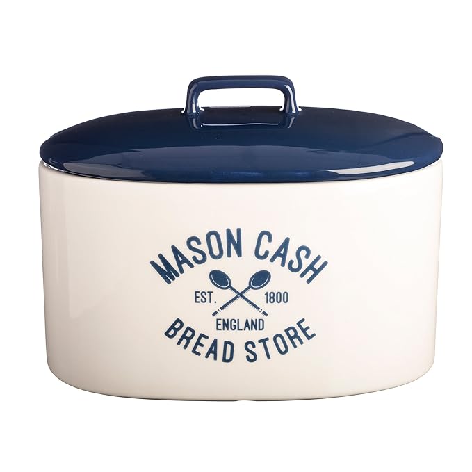 Mason Cash Varsity Bread Crock, Ceramic Blue and White, 31x18x23.5 cm