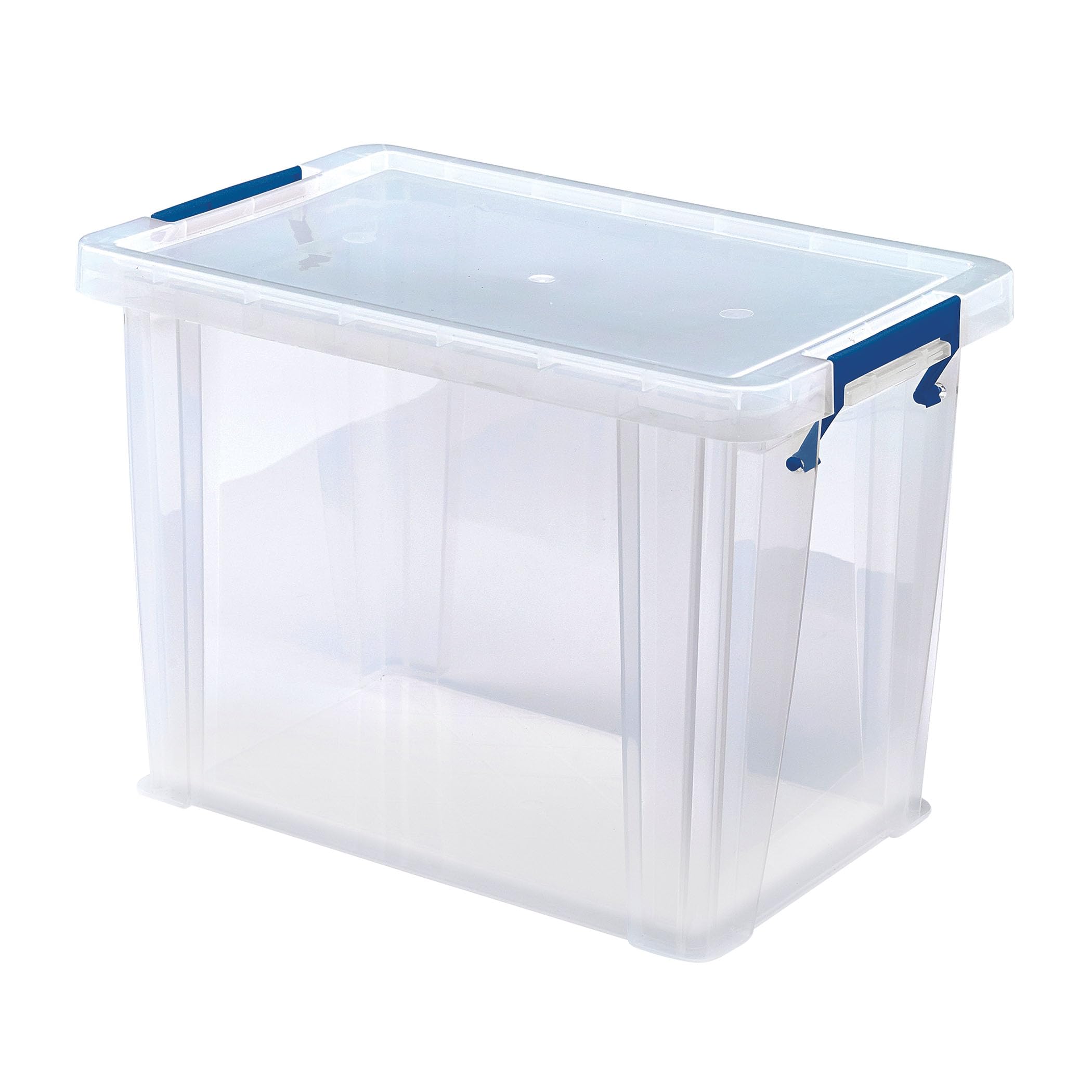 Bankers Box 18.5L Plastic Storage Boxes with Lids. ProStore Super Strong Stackable Plastic Storage Boxes (28 x 32 x 20 cm), Made in the UK, Clear