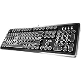 AZIO Retro Typewriter-Inspired Mechanical Keyboard Vintage Design w/Modern Features, Tactile & Clicky Blue Switch, N-Key Roll