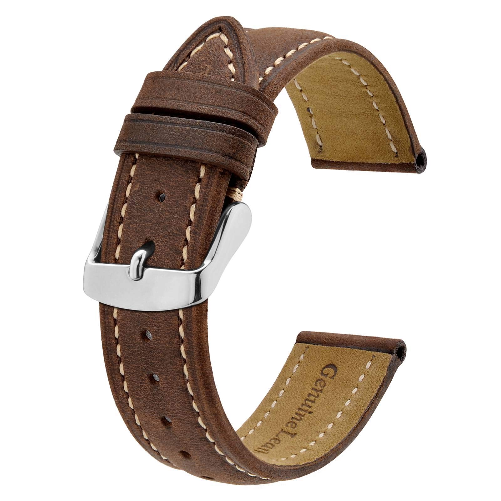 BISONSTRAP Watch Strap 19mm, Vintage Leather
