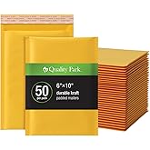 Quality Park Bubble Mailers, 6 x 9 Shipping Envelopes, Self-Seal, Durable Brown Kraft Padded Envelopes, Redi-Strip Peel Off Closure, 50 Per Box (QUA85755)