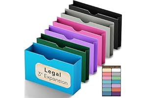NORDUN Plastic 3 Inch Expanding File Pocket Legal Size,12 Pack Reinforced Manilla Pocket Folders,Heavy Duty Expandable File J