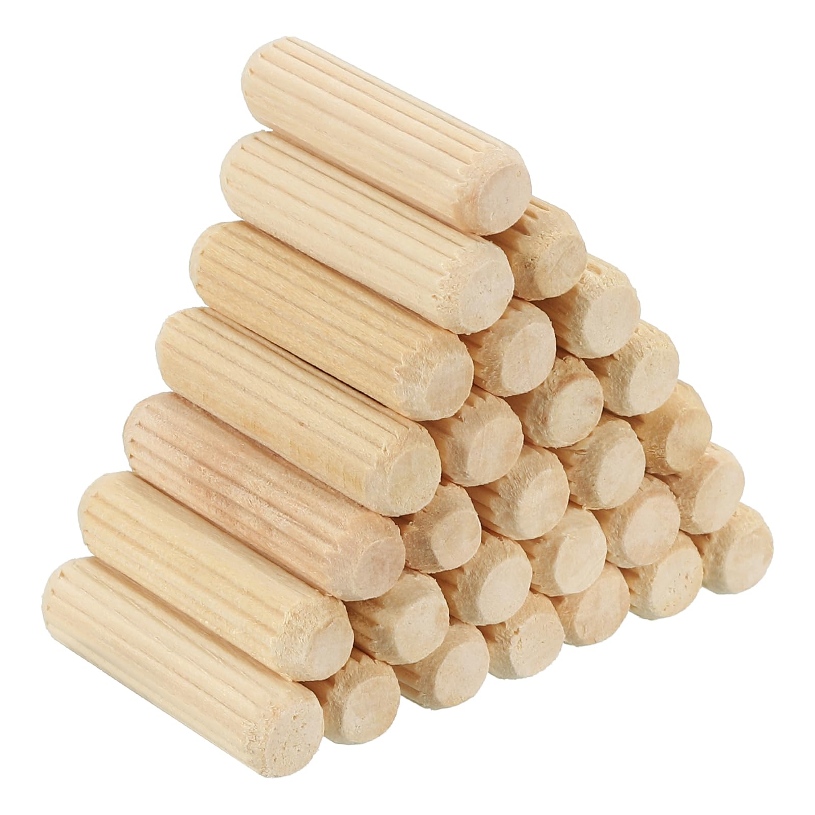 PATIKIL 5/16" x 1-3/16"(8 x 30mm) Wood Dowel Pins, 60 Pack Fluted Wooden Dowel Pin Straight Groove Rods for Furniture Door Art Crafts Projects