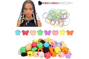 90pcs Silicone Hair Beads for Kids Girls Braids, Colorful Pony Beads Bulk Women Hair Accessories Washable 10 Colors Butterfly