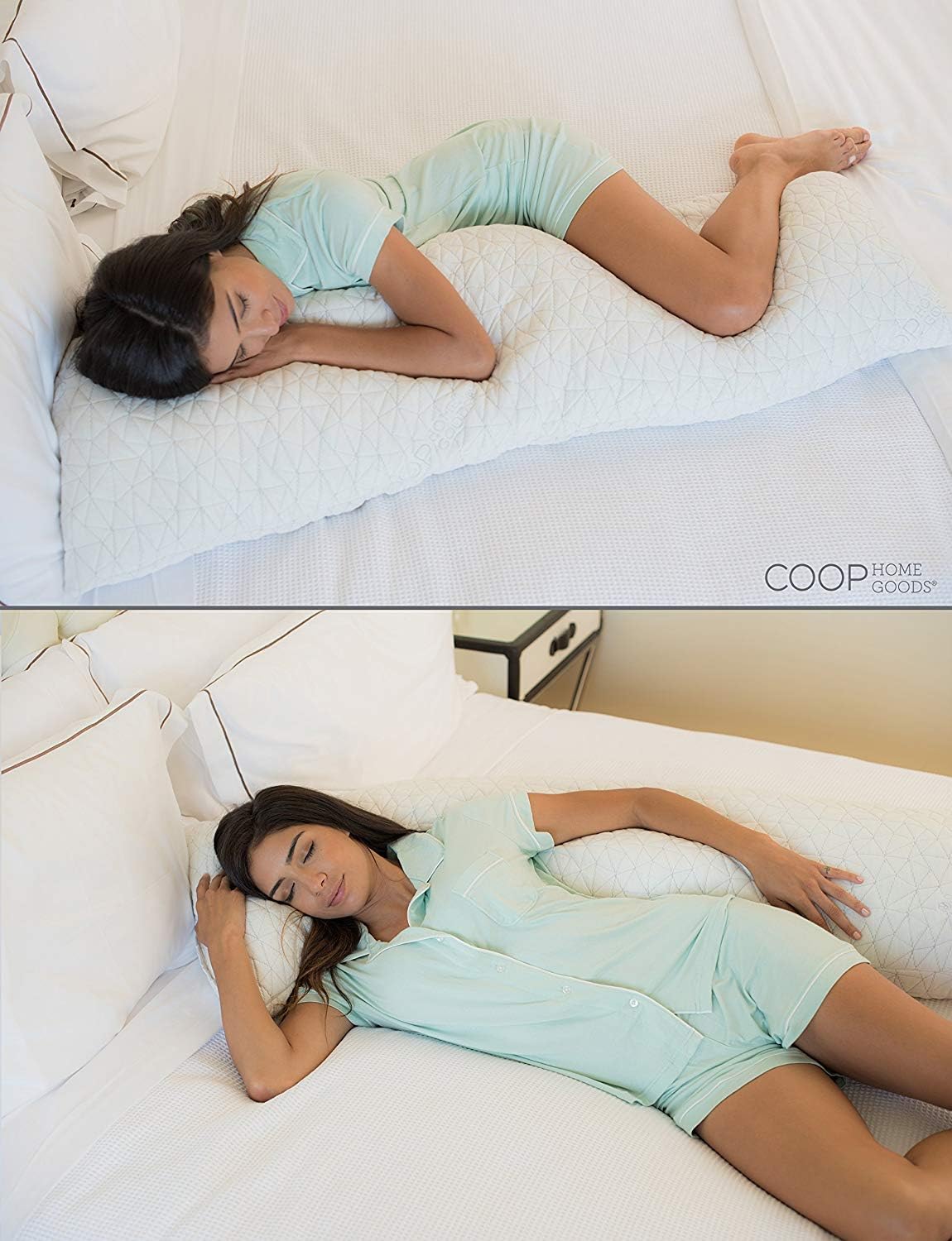 Coop Home Goods - Adjustable Body Pillow - Hypoallergenic Cross-Cut Memory Foam – Perfect for Pregnancy - Lulltra Zippered Washable Cover - CertiPUR-US and GREENGUARD Gold Certified - 20x54: Home & Kitchen