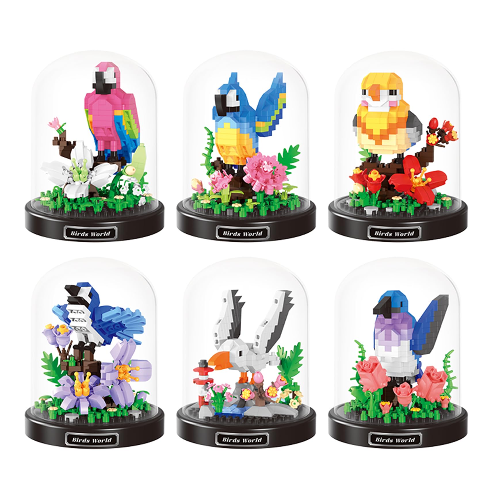 LULUFUN Animal Building Blocks Set,Birds Mini Building Blocks Set, Educational Toy,Gift for Adults and Children,Set of 6