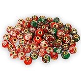 132 PCS Pom Poms Beads for DIY Pens Christmas Focal Bead Polyester and Clear Spacer Bulk for Jewelry Key Chain Handicrafts Craft Accessories (Christmas)