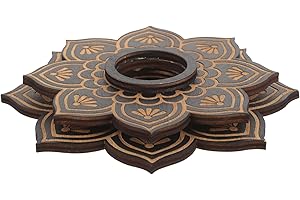 SUPVOX Wooden Crystal Ball Display Stand Lotus Shape Sphere Holder Decorative Small Sphere Base for Home