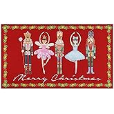 Blob Bigomi Red Nutcrackers Merry Christmas Doormat, Xmas Front Door Mat, Christmas Decorations for Home Seasonal Winter Low-