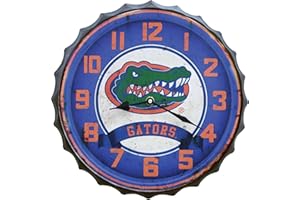 Hanna's Handiworks University of Florida Bottle Cap Clock Distressed Vintage Metal Gators Wall Art – Represent Your NCAA College with UF Fan Décor