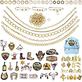 PH PandaHall 73pcs Trucker Hat Chain Making Kit, 5pcs Metal Chains Detachable DIY Chain Pearl Brooches Cowboy Decal Patches Hats Charms for Women Man Mesh Baseball Cap DIY Hat Bill Decoration