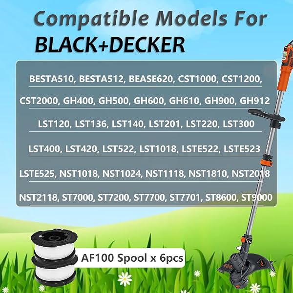 A ANLEOLIFE 18 PACK AF-100 WEED EATER LINE SPOOL FOR BLACK+DECKER STRING TRIMMERS, 30FT 0.065″ AUTO-FEED REPLACEMENT SPOOLS(15 SPOOLS+ 3 CAPS+ 3 SPRINGS)