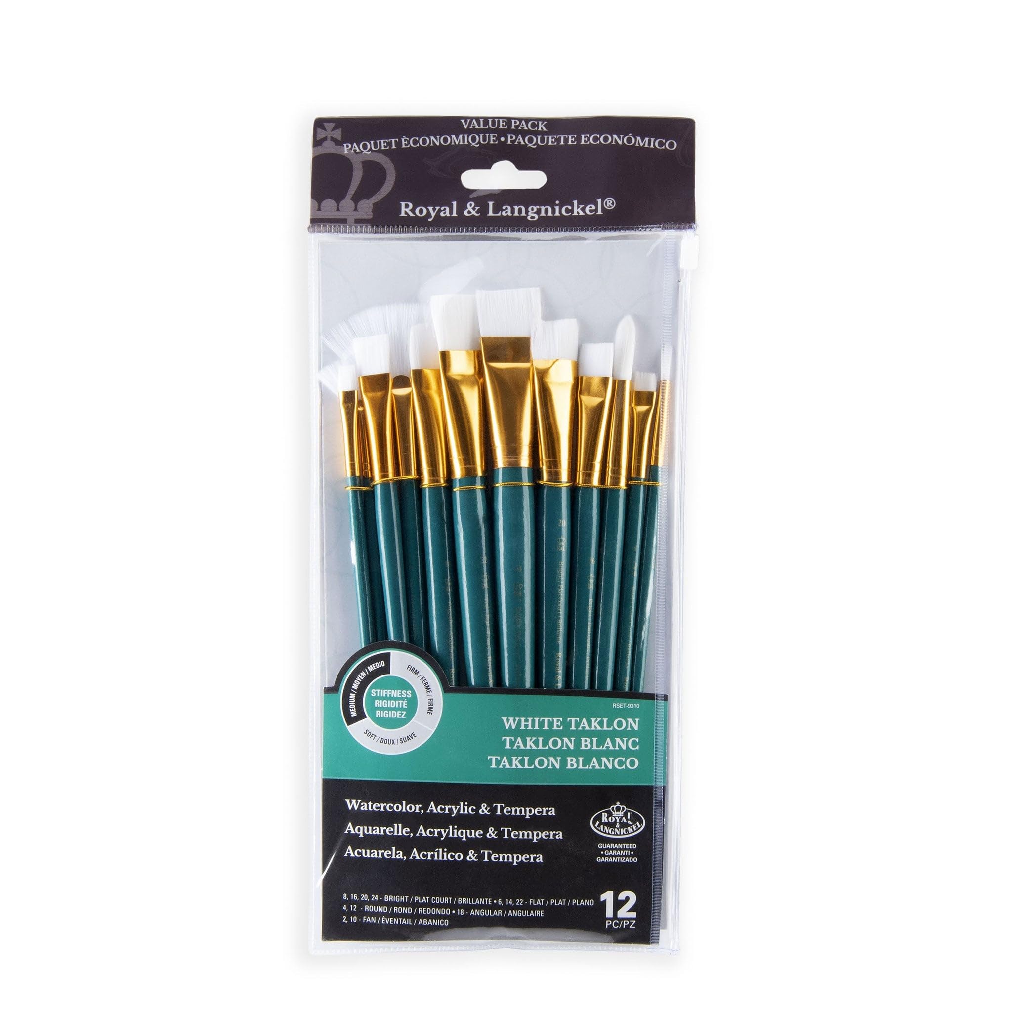 Royal and Langnickel RSET-9310 Taklon Variety Brush Set - Medium White (Pack of 12)