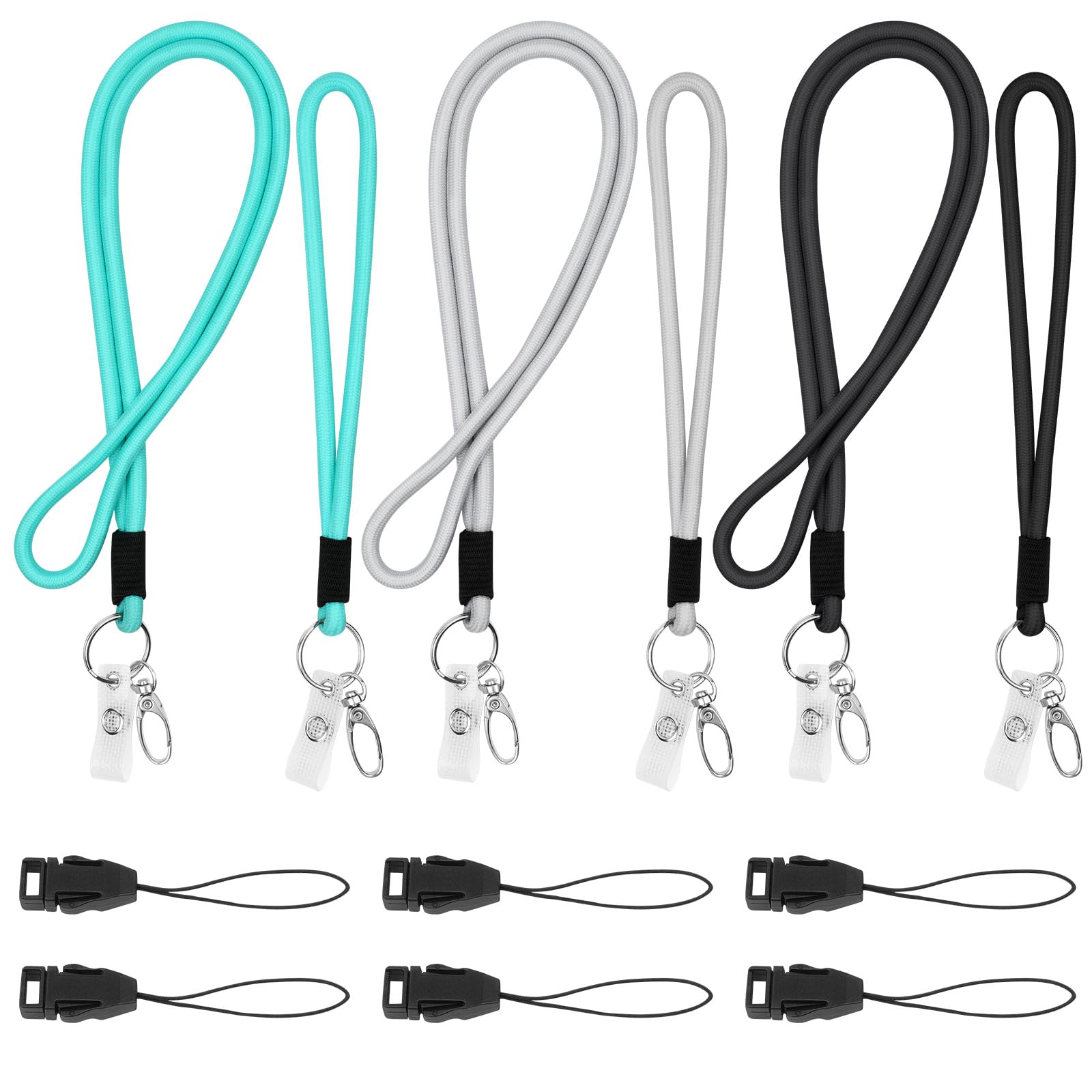 Vicloon Nylon Lanyard Set, 6PCS Neck Strap and 3PCS Wristlet Strap with Detachable Buckle and Swivel Metal Clip for ID Card, Key, Phone, Whistles, Camera, Badge Holder