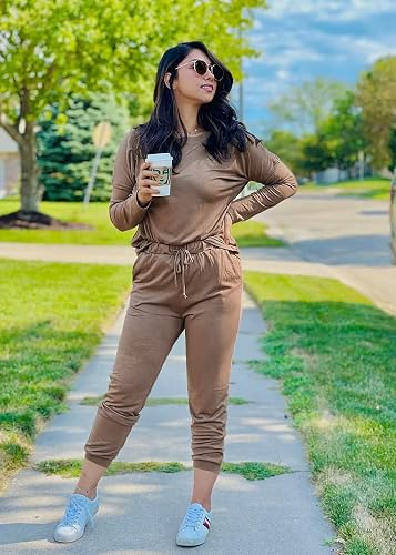 Darong Damen 2-teiliges Set Aus Weichem Jogger - Langarm & Weitbeinhose Für Lounge & Alltag