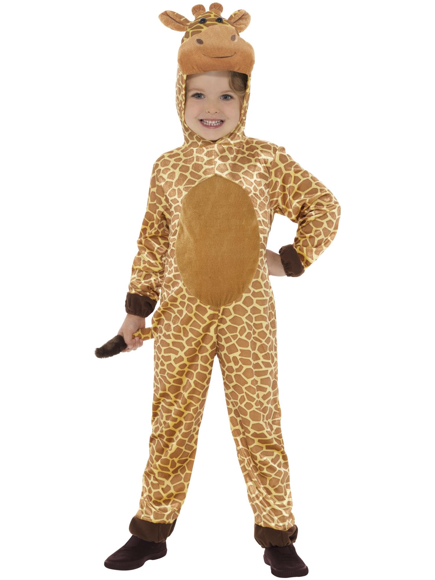 Smiffys Giraffe Costume, Brown with Hooded Jumpsuit & Tail, Children's Animal Fancy Dress, Animal Dress Up Costumes