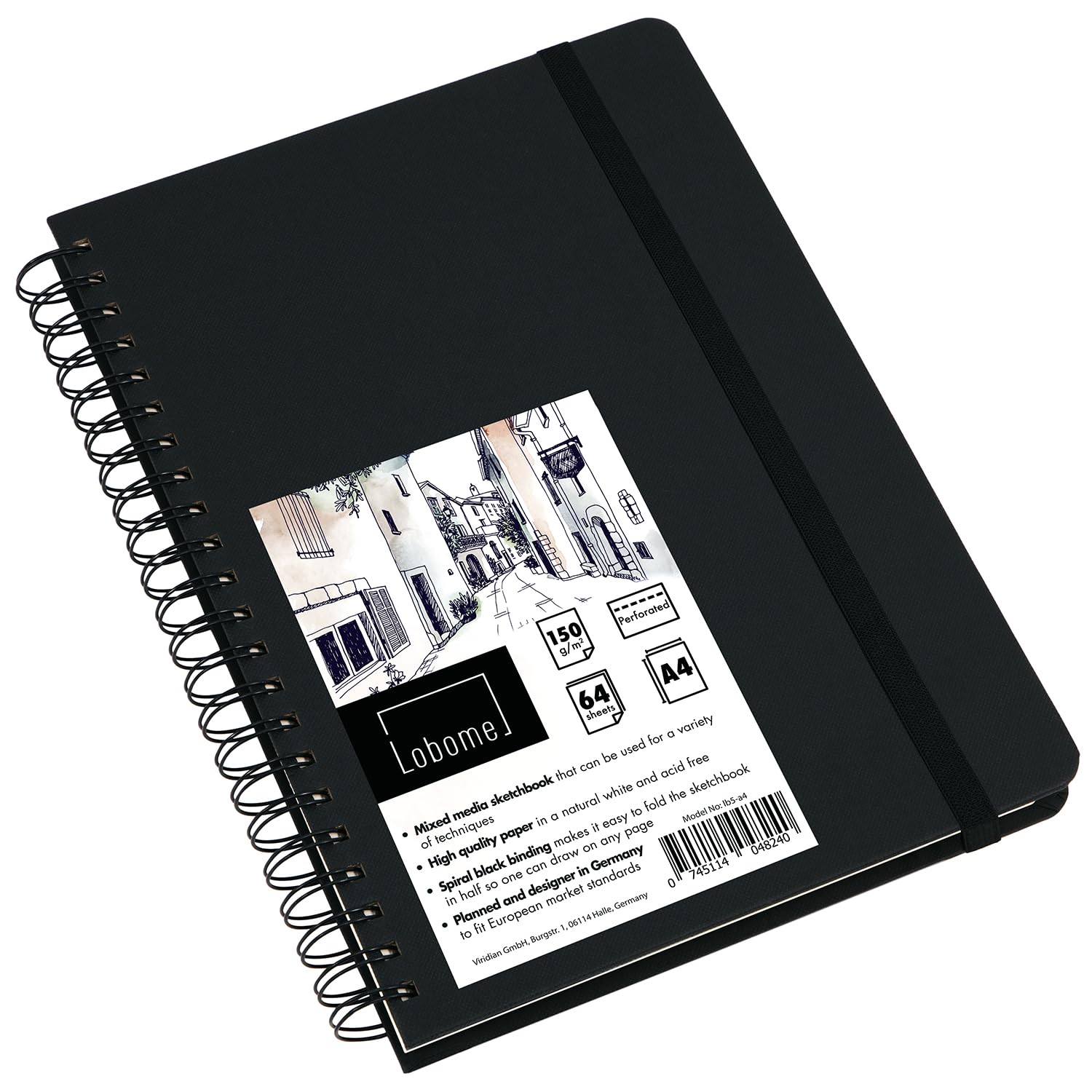 Lobome Sketchbook A4 | 64 Pages with 150gsm White Paper and Spiral Binding