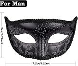 SIQUK Couple Masquerade Masks Metal Venetian Party Mask Swan Black view 2