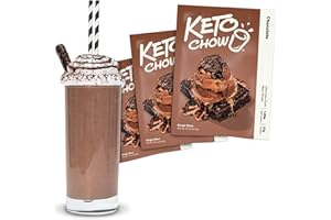 Keto Chow Chocolate - Keto Meal Replacement Shake Powder - Nutritionally Complete - Low Carb - Delicious Easy Meal Substitute - Protein Rich You Choose The Fat - Single Meal - 3 Pack