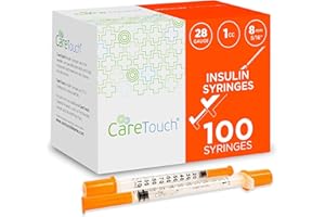 Care Touch Insulin Syringes - 28g 5/16" - 8 mm 1 cc (Pack of 100) (Package may Vary)
