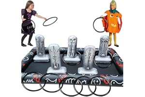 AMENON Upgraded Stability & Plastic Ring Giant Tombstone Ring Toss Games Halloween Party Game Favors for Kids Inflatable Game Halloween Party Decor Outdoor Carnival Game Classroom Indoor School Yard