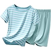 Umeyda Boys's Summer Pajamas Striped Short Sleeve Sets Modal Pjs