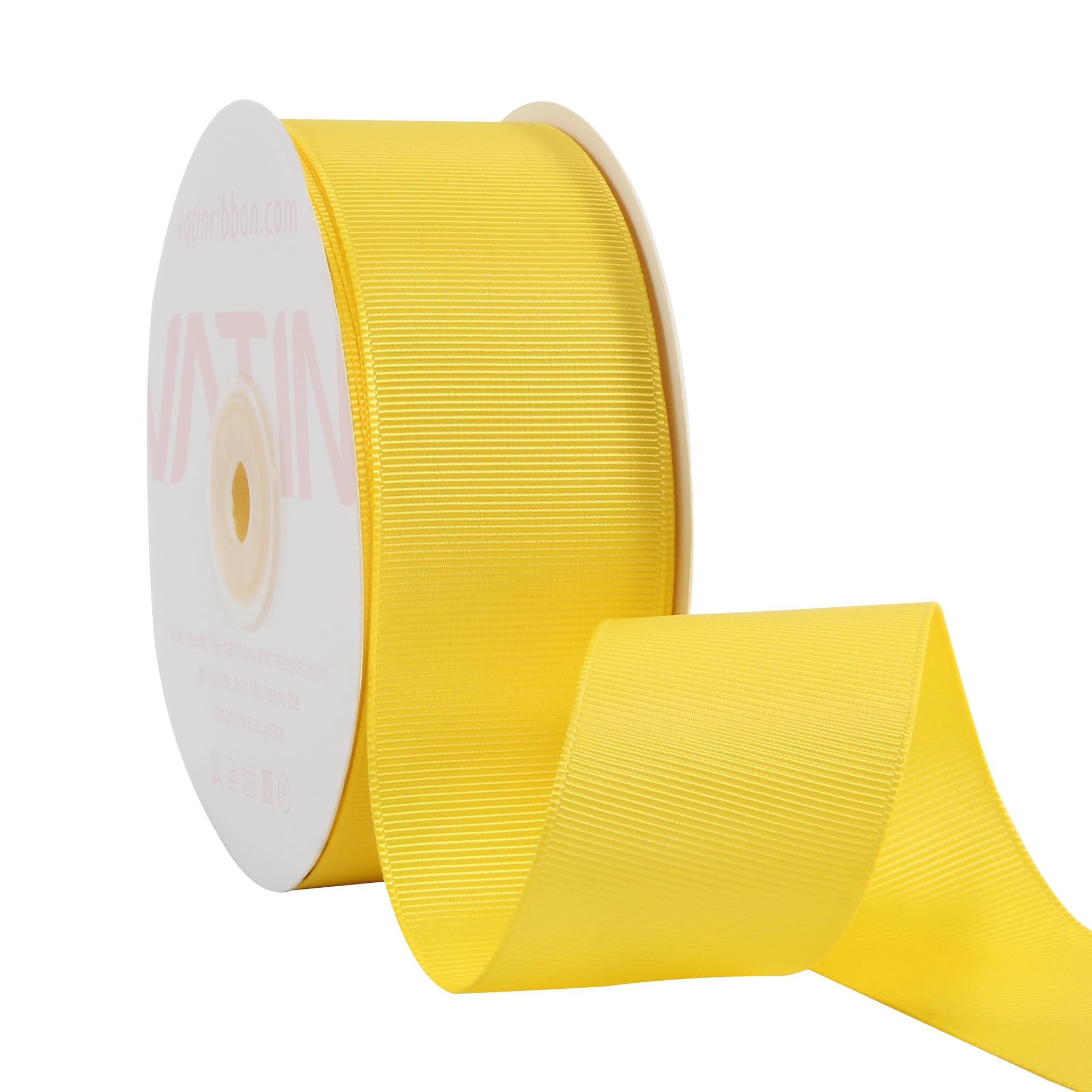 VATIN 38 mm Solid Daffodil Grosgrain Ribbon Spool -23 Metres, Great for Sewing, Gift Wrapping, Hair Bows, Flower Arranging, Home Decorating