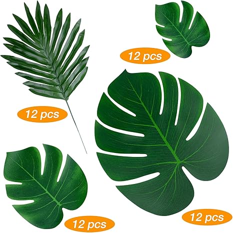 Amazon Eseoe 人工葉 48枚 4種類の人工ヤシの葉 トロピカル植物 人工葉 ハワイアンパーティー装飾 フェイクリーフ フラミンゴ サファリ ジャングルテーマパーティー用品 人工観葉植物 オンライン通販