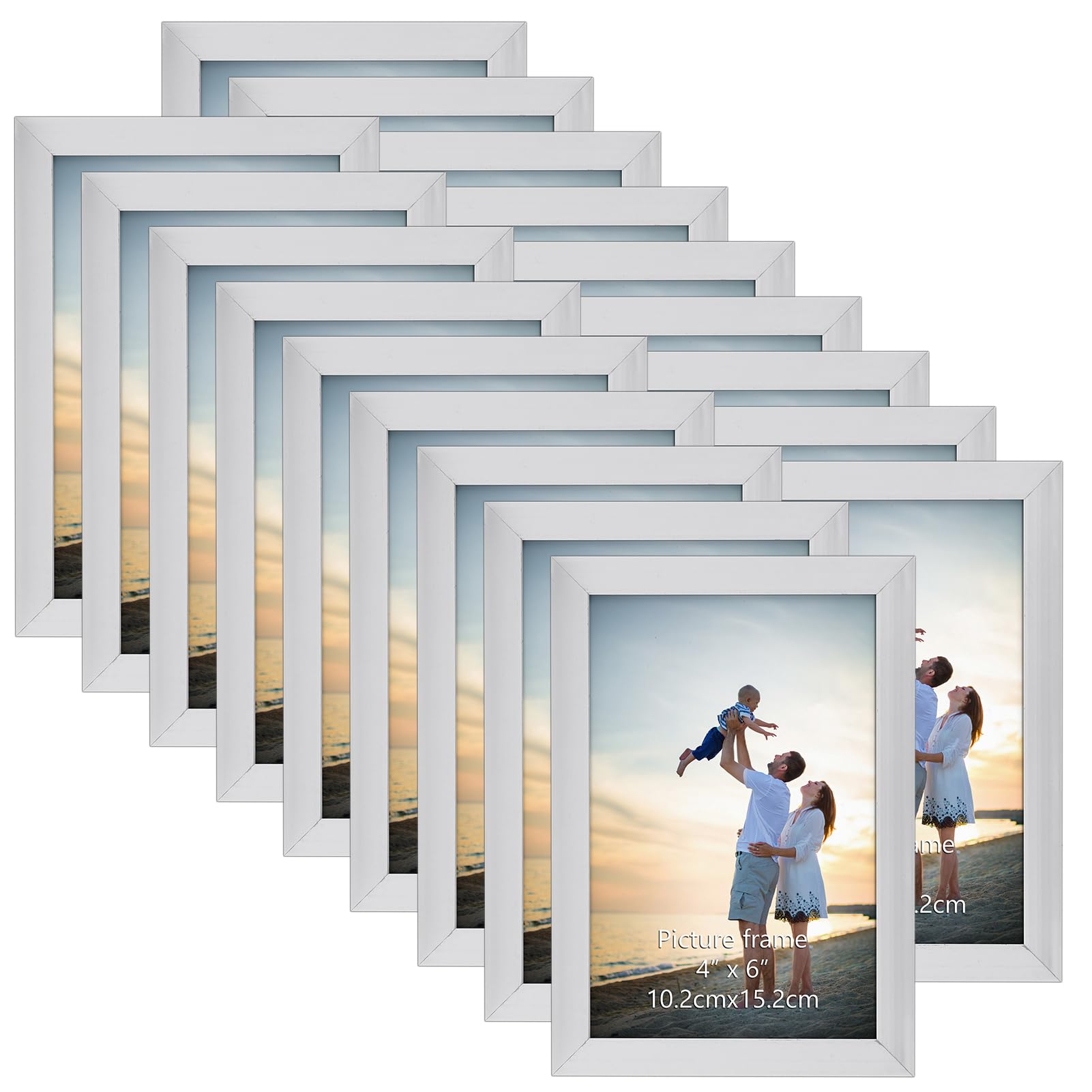 EYMPEU 18-Pack 6x4 Photo Frame, Slim Silver 6x4 Picture Frames, Elegant Design for Wall and Table Decoration